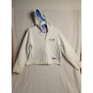USA 2002 Salt Lake City Olympic Roots White Womens Hoodie Size Medium